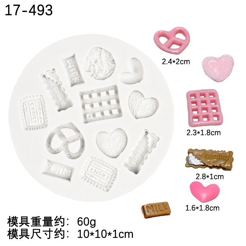 Mini simulación galleta crema de chocolate pan amor queso forma silicona molde fondant Decoración