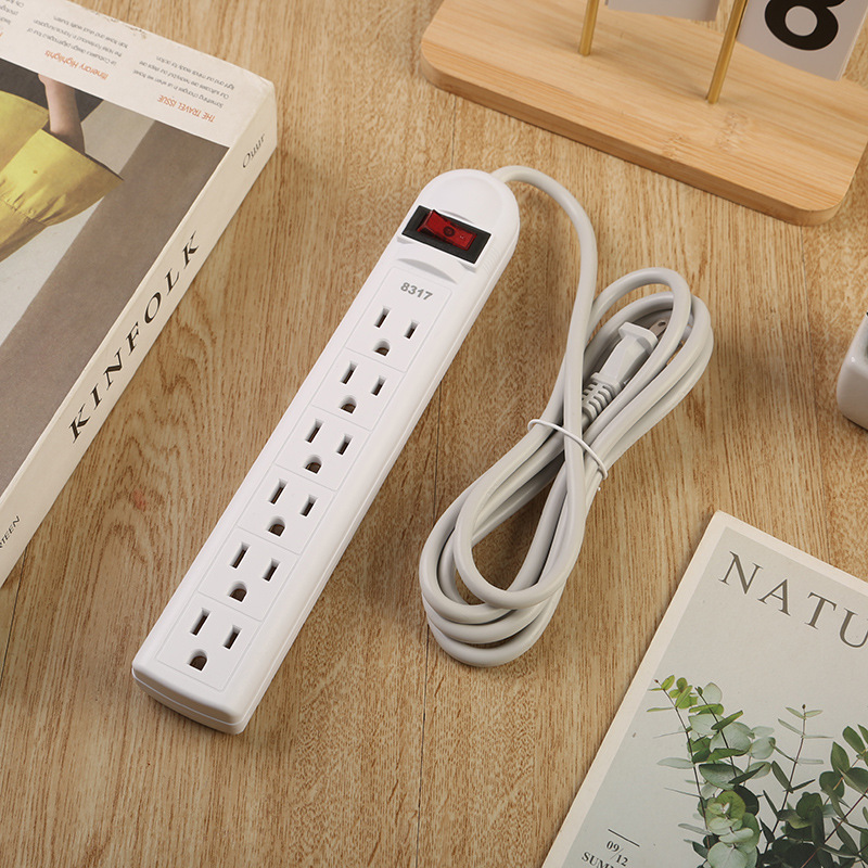 外贸插排南美6位插排美标美式插白色总开关摇头开关纸卡包装