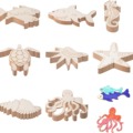 木片创意海洋动物木片儿童手工diy玩具木制木质工艺品厂家批发