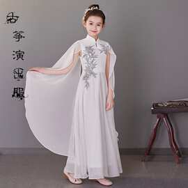 中国风儿童演出服2026年竹叶款民乐古筝大童女童舞台演奏表演礼服