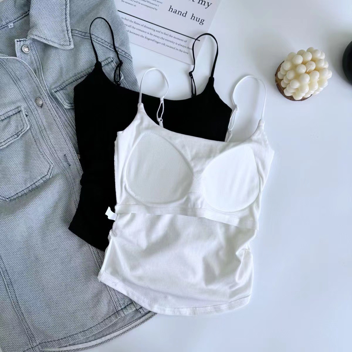 140g Weight Cotton Spandex Fabric Type Regular Top Length Camisole Tops Type Holiday, Daily Occasion Strap Neckline Slim Fit Type Solid Color Pattern Summer Season Women's Gender Pleated Design Casual, Streetwear Style Wholesale Women's Casual Streetwear Solid Color Pleated Tank Tops 4