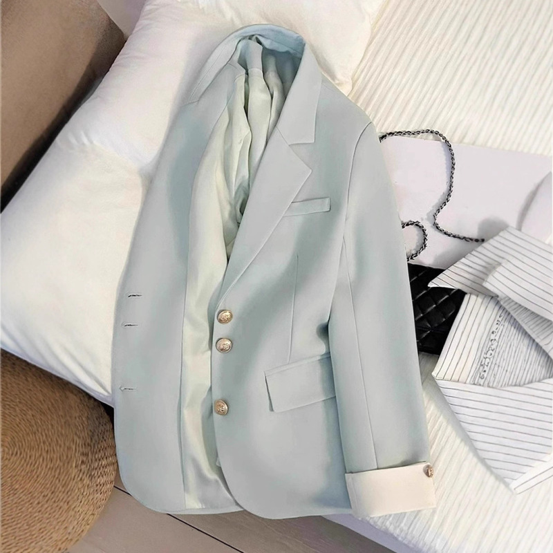 Trendy Cream White Blazer for Women Spring/Autumn 2024 New Korean Style Petite Versatile Suit Jacket