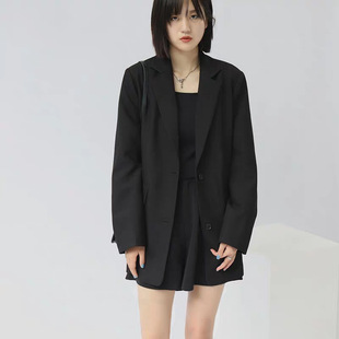 Small Suit Women's Jacket 2023 New Black Casual Spring and Autumn Retro Internet Celebrity Suit Top Korean Style British Style