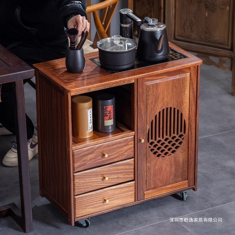 实木移动茶水柜茶桌边柜泡茶台家用烧水壶一体边柜办公室茶具置物|undefined
