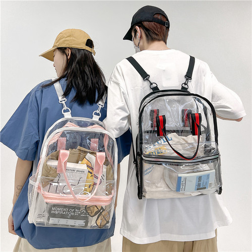 Cross-border Amazon pvc transparent student bag casual transparent beach bag backpack PVC school bag large capacity school bag