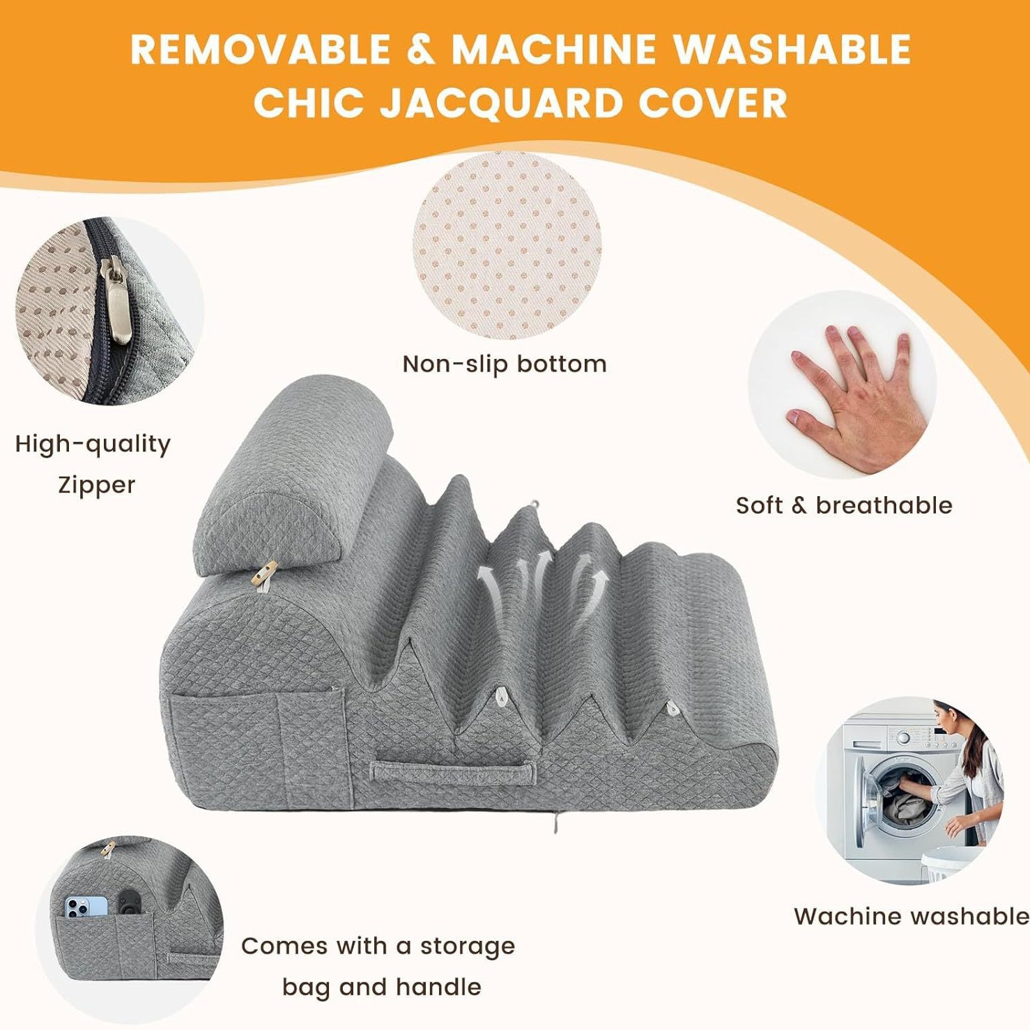 Manufacturer Wholesale Mattress Angled Pillow Headboard Soft Cushion Backrest Pad A26 High-Density Sponge Support Anti-Collision Lumbar Pillow