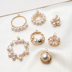 Colorfast Copper Wire Wrapped Geometric Circle Pearl Bird Nest Pendant – DIY Earring Accessories, Earrings & Necklace Charms Material