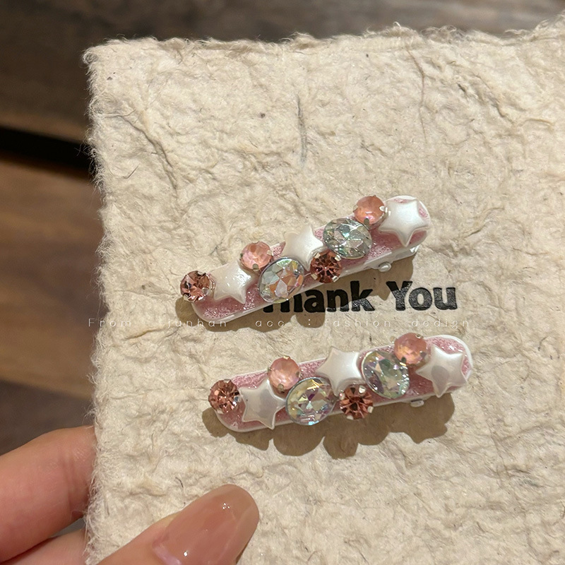 pink rhinestone zircon hairpin level sense bang clip side clip cropped hair clip clip headwear female