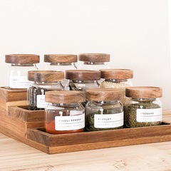 Sichisi Wood Cover Small Size High Borosilicate Glass Jar Transparent Sealed Jar Food Grade Household Kitchen Condiment Storage Jar 