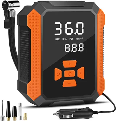 Car Air Compressor 12V Electric Portable Tire Inflator with Digital Display and Preset Function Mini Car Air Pump (Hava nasosu) - large-screen-digital-display-model