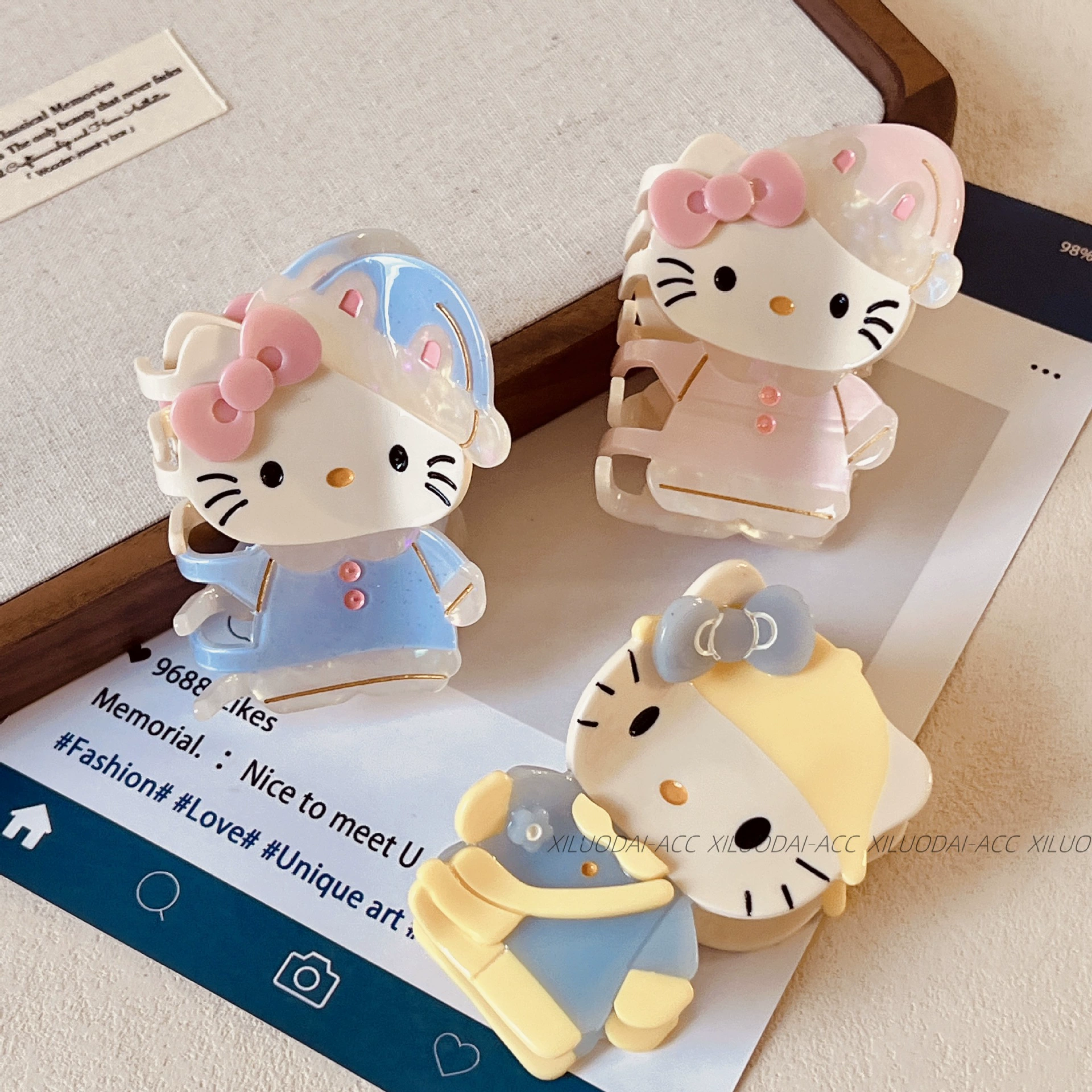 Hello Kitty, Hello Kitty, милая заколка-краб, мультяшная акула, аксессуар для волос, новая коллекция