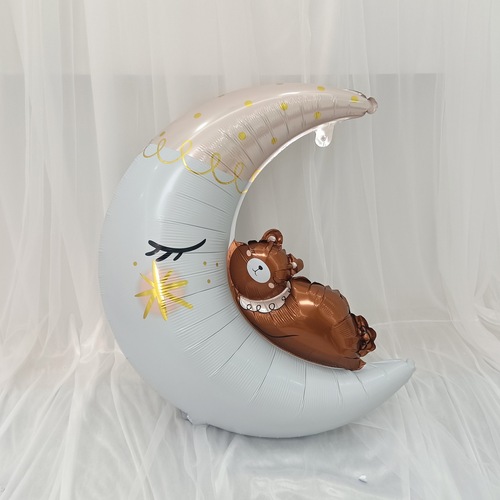 New cartoon animal cute pink mouse sleep moon bear children baby jungle birthday party decoration balloons