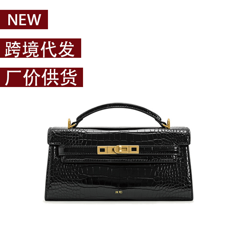 Jw Pei Handbag Noor Crocodile Pattern Kelly Bag New High-End Satchel Crossbody Bag Women's Bag 2t273