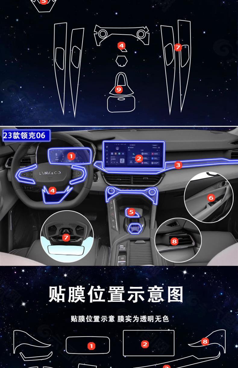 20-25 Lynk & Co 06/08/09 Interior Film Instrument Navigation Screen Tempered Film Central Control Film Car Modification