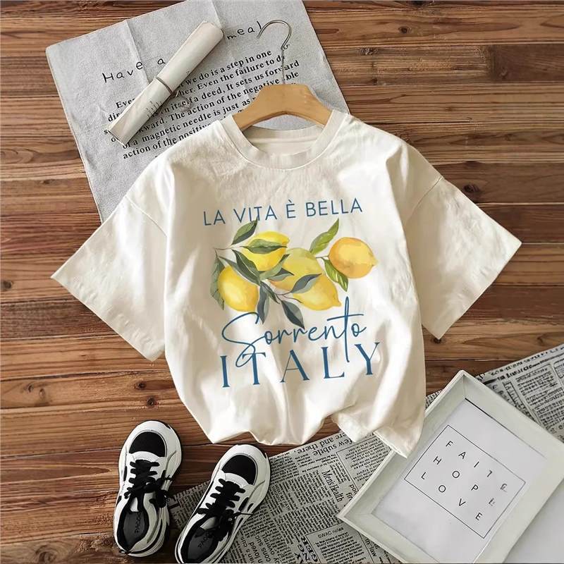 "Life Is Beautiful" Lemon Pattern Printed T-Shirt Temu Shein Fashionable and Versatile T-Shirt "Life Is Beautiful" Lemon Pattern Printed T-Shirt Temu Shein Fashionable and Versatile T-Shirt