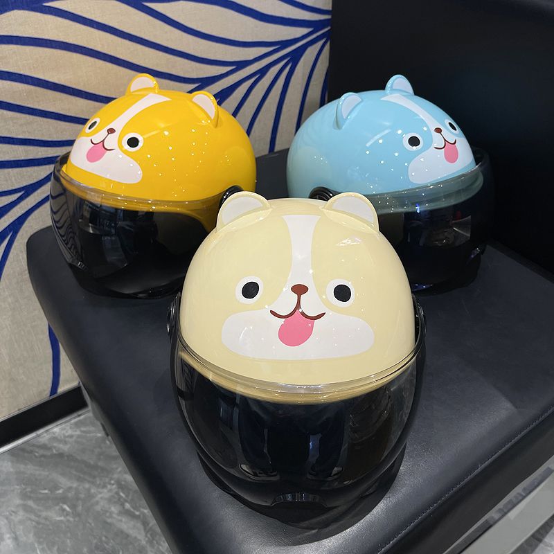 Electric Motorcycle Kids Helmet B Type Cute Ears Summer Half Helmet
