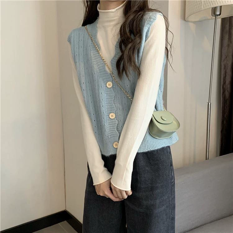 Жилет Женский кашемировый 2023 Новый корейский стиль Женская верхняя одежда вязаный кардиган свитер жилет маленький жилет с зажимом для женщин