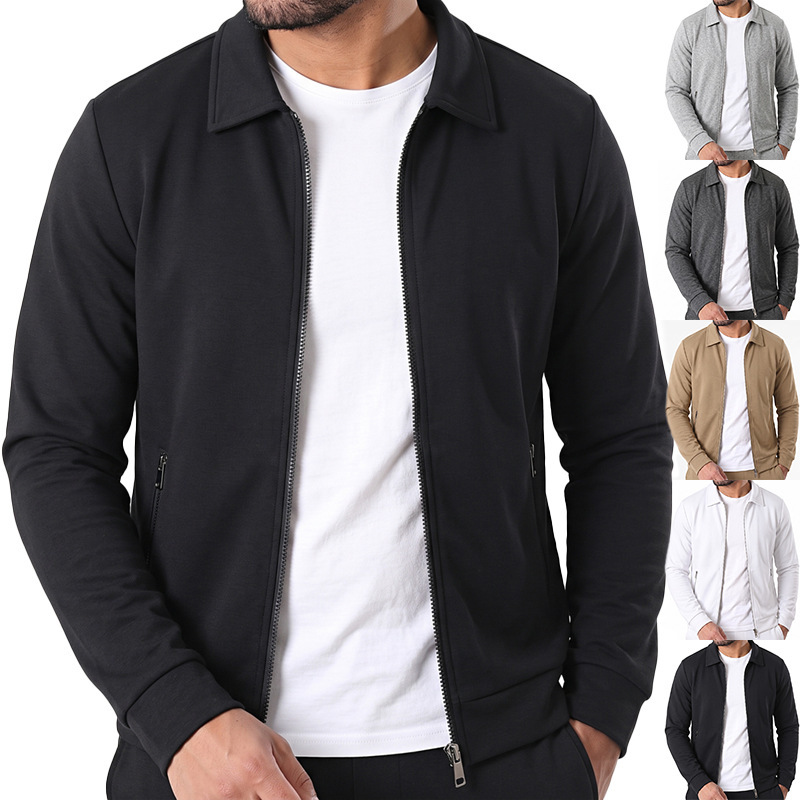 Autumn and winter men's full-zip sweatshirt jacket with fleece lining, knitted sports jacket, wholesale men's outerwear Autumn and winter men's full-zip sweatshirt jacket with fleece lining, knitted sports jacket, wholesale men's outerwear