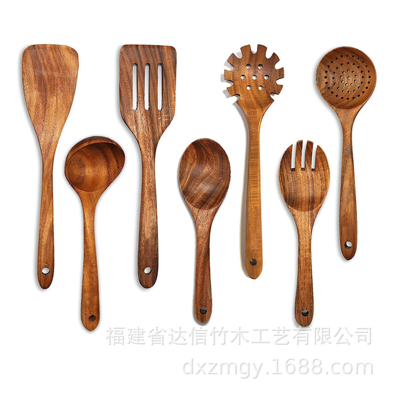 跨境相思木五件套9件套木质长柄木铲套装酱料搅拌勺家庭厨房厨具|undefined