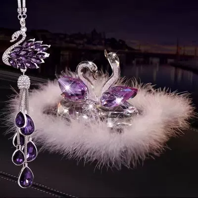 Car ornaments – Car Dashboard Decoration Perfume - purple-swan-plush-anti-slip-mat-swan-pendant