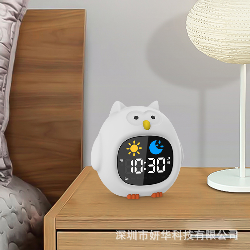 国境を越えた人気のシリコーン動物睡眠トレーニングナイトライト子供用スヌーズUSB充電学生専用デスクトップ目覚まし時計|undefined