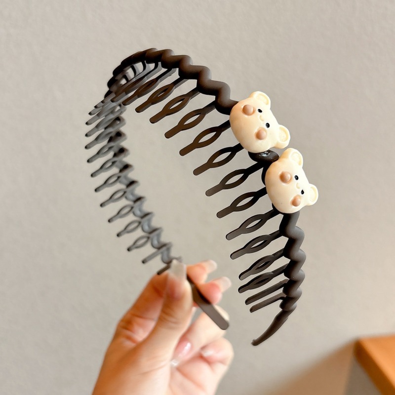 Otoño y invierno leche de café lindas flores peinadas peinadas de cabello para niños dibujos animados cinturón de cabeza de dientes antideslizantes peinadas de cabello para mujeres