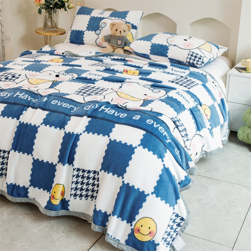 Nórdico flange mantas de peluche doble cara gruesa animación cuatro estaciones mantas de sofá general mantas de siesta mantas de piel