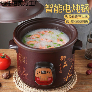 Electric Stew Pot Household Multi-Functional Soup and Porridge Ceramic Large-Capacity Fully Automatic Purple Sand Small Stew Pot Orange