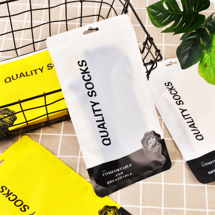 En stock al por mayor calcetines bolsa de embalaje niños adultos Universal calcetines independientes bolsa ziplock bolsa de plástico se puede personalizar