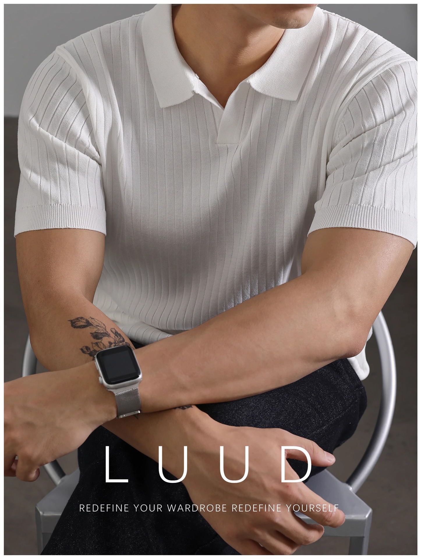Herren Polo Shirt Strick Kurzarm Gestreift Aus Eisseide_voghion.com