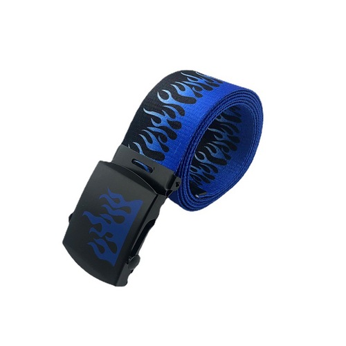 Trendy brand Harajuku fashionable hip-hop belt Korean style trendy men's canvas belt personalized casual flame nylon belt