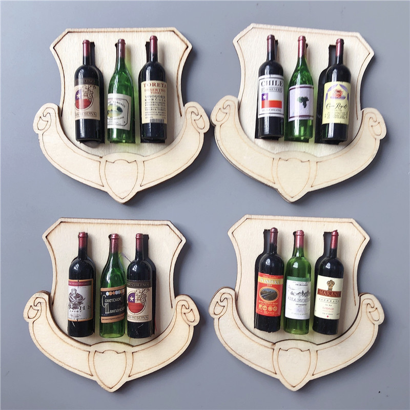 Mini comida y juego decoración refrigerador pegatinas accesorios para el hogar botella de vino gabinete de madera cesta de dibujos animados fruta pegatinas magnéticas nota Mensaje de papel