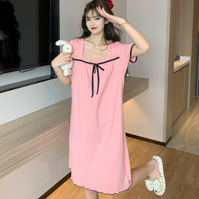 Pijama de la mujer de verano estilo princesa simple chaleco sin mangas pura ropa de vestir vestido de pijama de verano