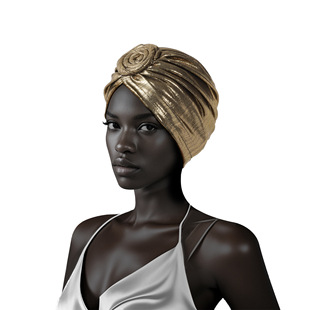 Bronzing color dish flower turf hat baotou cap ethnic style pullover cap