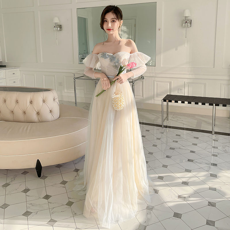 ニッチなウェディングブライズメイドドレス2023冬新作シスターグループブライズメイドドレス妖精気質痩身と肉をカバー|undefined