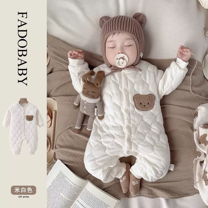 Children's overall, quilted down jacket for new born, winter bodysuit, set