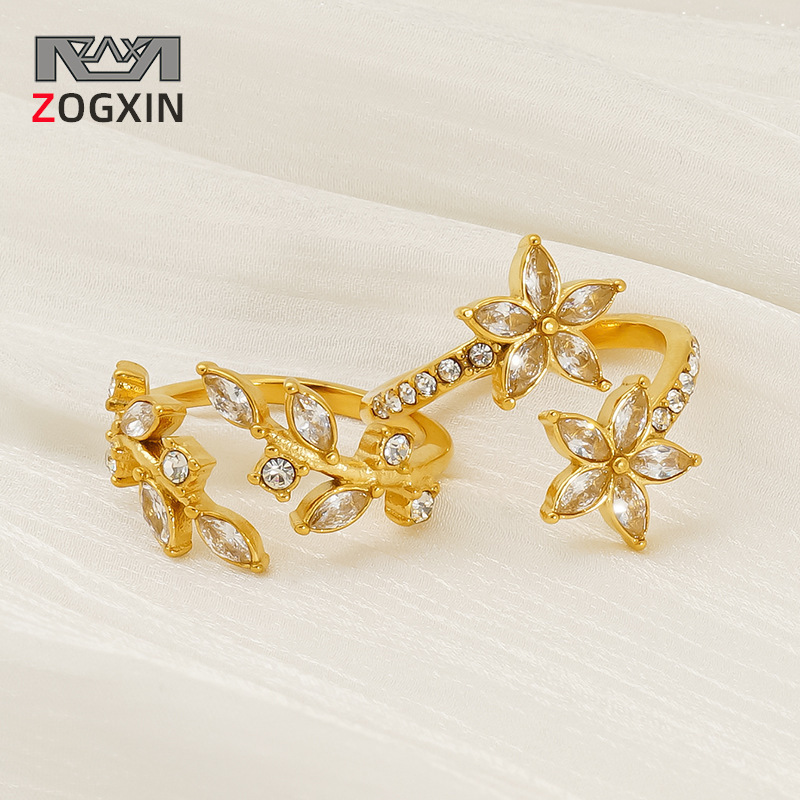 Anillo de ojo de caballo de circonio con microincrustaciones, diseño de nicho de ins femeninos, Japón y Corea del Sur, anillo ajustable de apertura de viento simple y frío