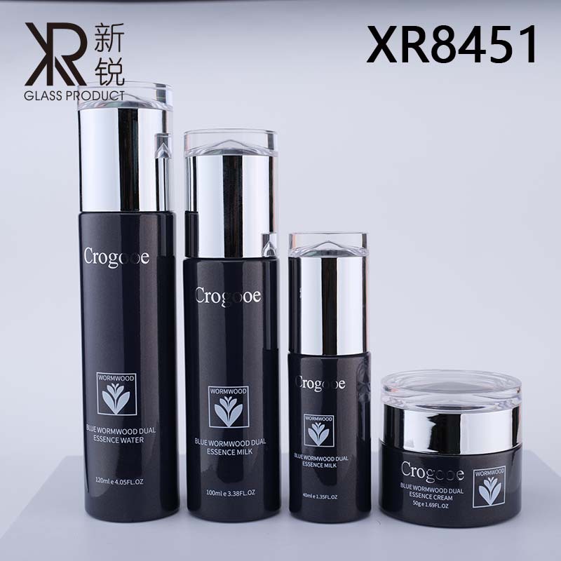 一滴水新款瓶子，120ml爽肤水内塞盖子100ml白色泵头浅黑色玻璃