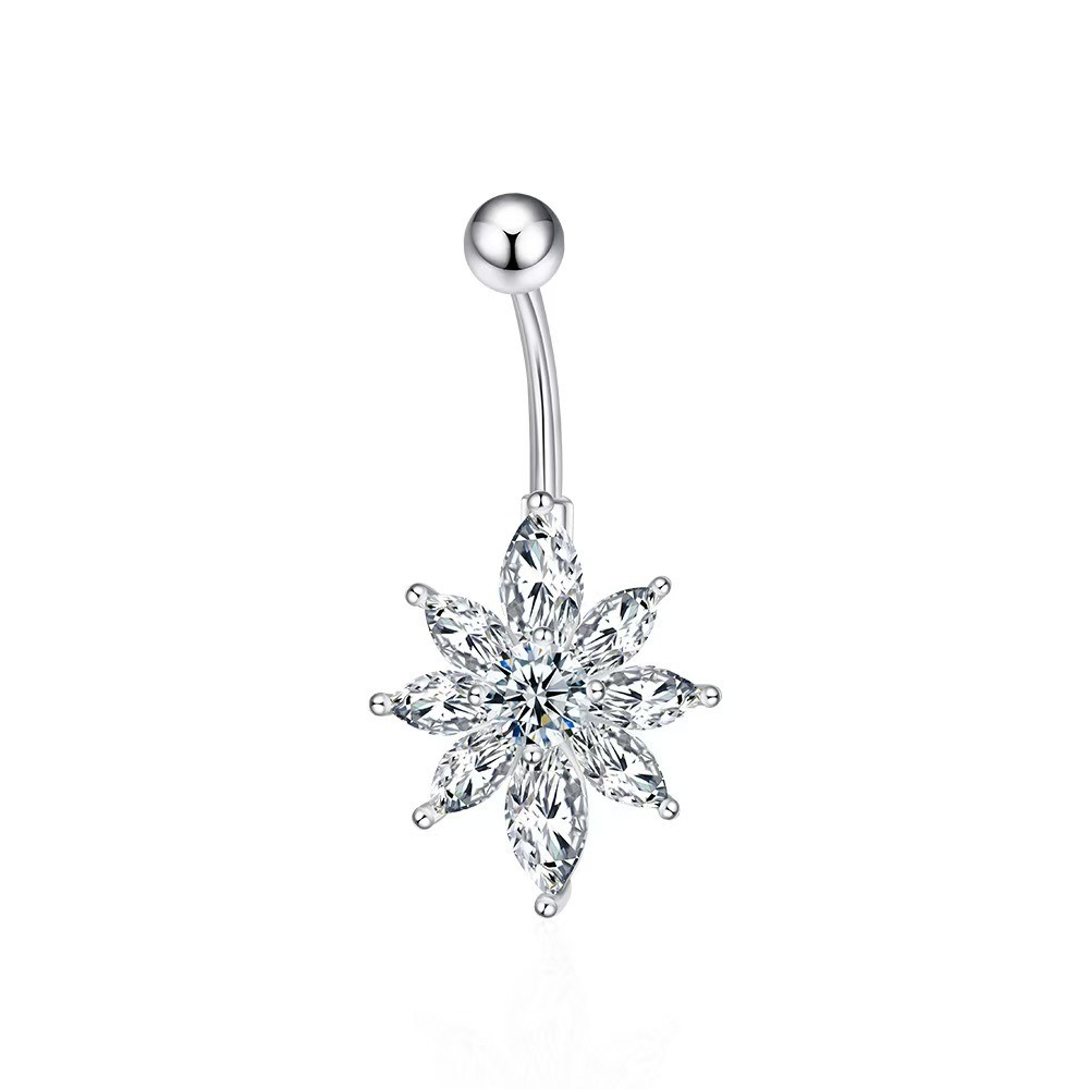 Fashion Korean Style Hot Sale New Simple Zircon Flower Shape Fresh Titanium Steel Women's Ring Fashionable Personality Piercing Easy To Wear_voghion.com