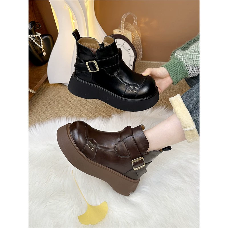 Martens, зимние полусапожки на платформе, теплые, английский стиль, приталенные