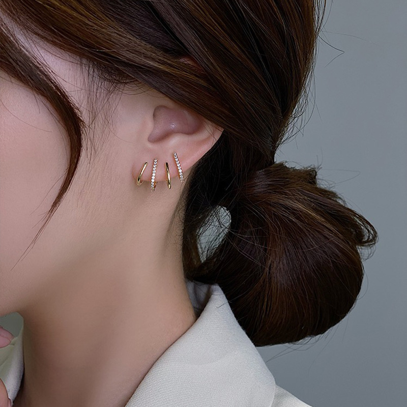 Earrings, Ear Studs Classification Metal Material Simple Style Geometric Plating Metal Artificial Gemstones Stud Earrings