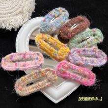 毛线方形波点bb夹日系混线秋冬款发卡少女心手工毛线编织刘海发饰