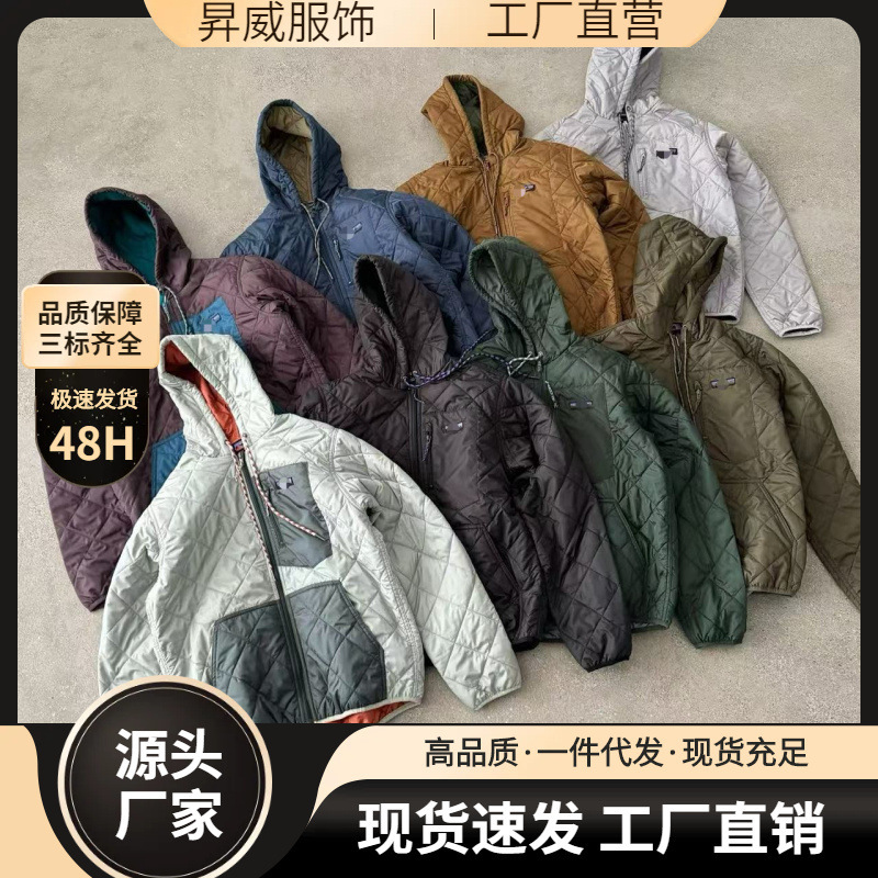 Spot Outdoor Retro Diamond Pattern Pilot Autumn and Winter Casual Lightweight Windproof and Warm Hooded Cotton Jacket for Men