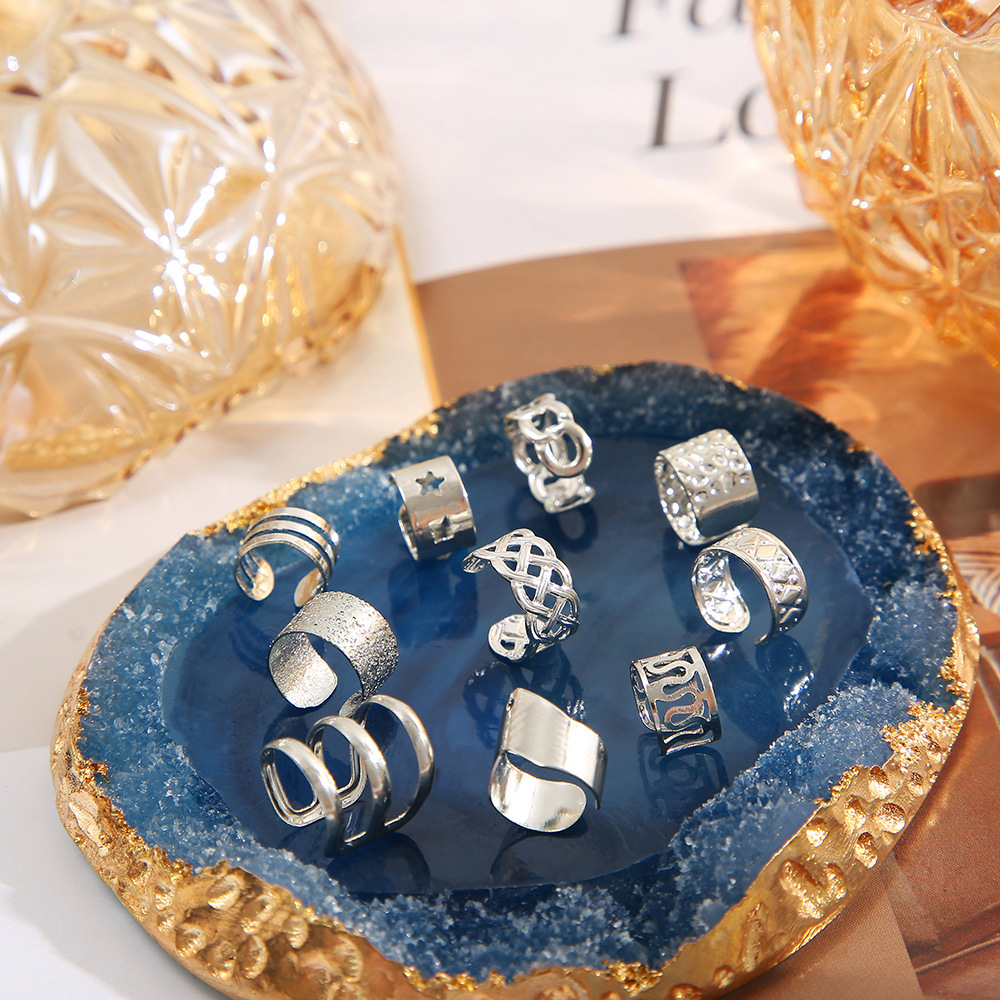 nuovi orecchini senza fori per le orecchie nicchia senior personalità femminile clip per orecchini tipo C cava dorata set da 10 pezzi_voghion.com