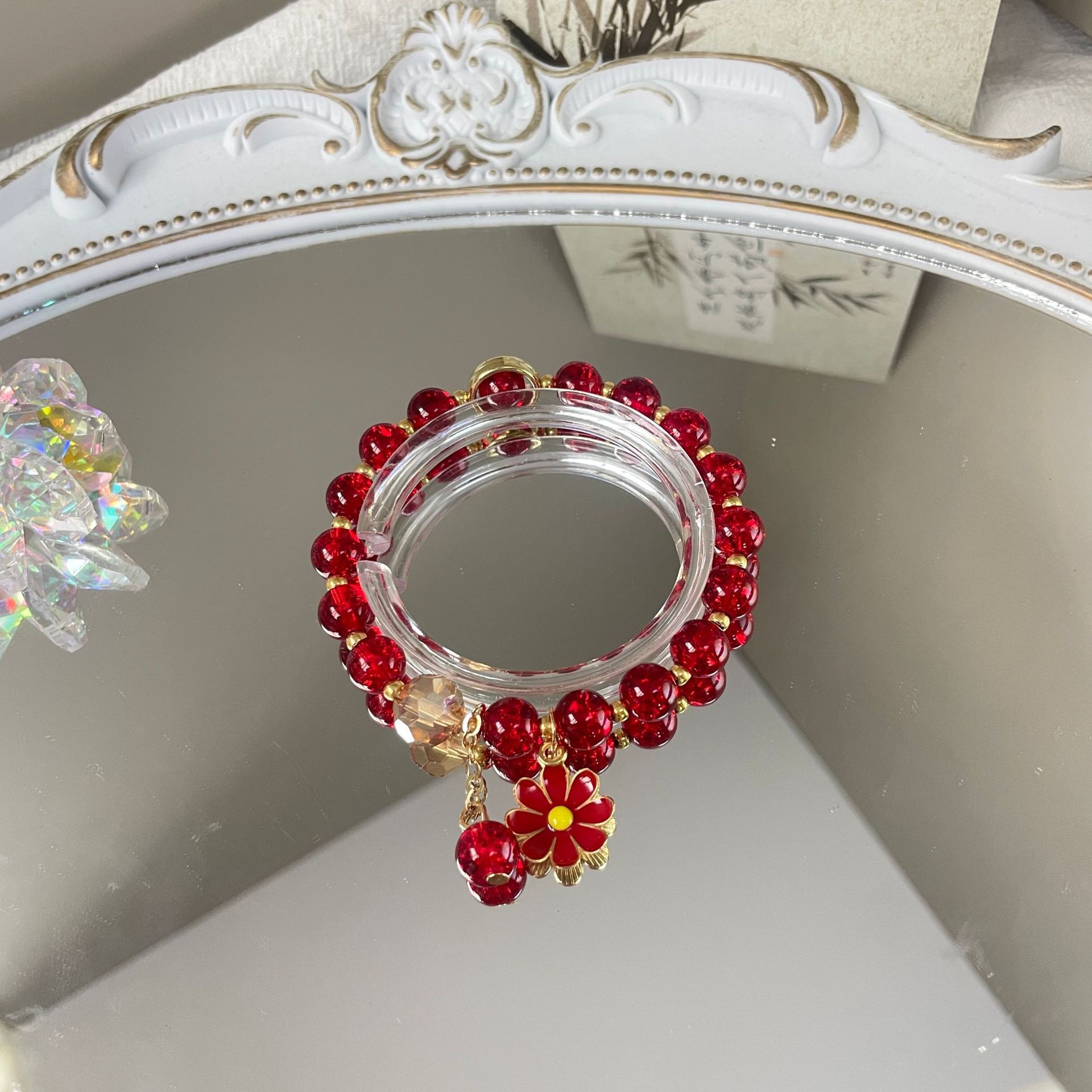 S060-Pulsera margarita roja grande#tamaño 533