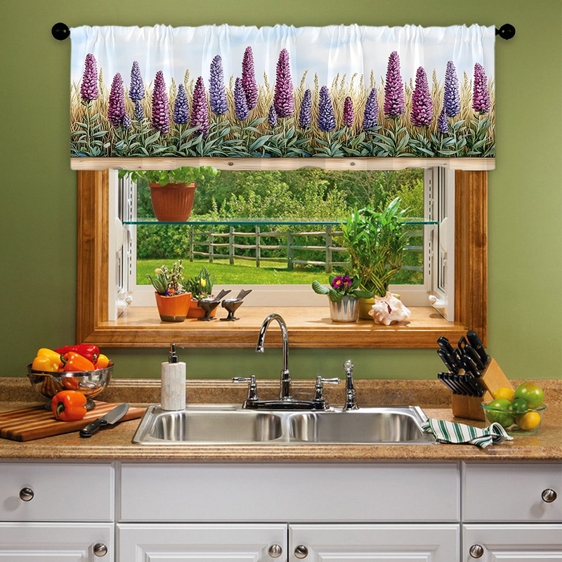 1pcs kitchen short curtain cartoon pattern cross-border hot selling factory direct supply 3D digital printing waterproof and oil-proof
