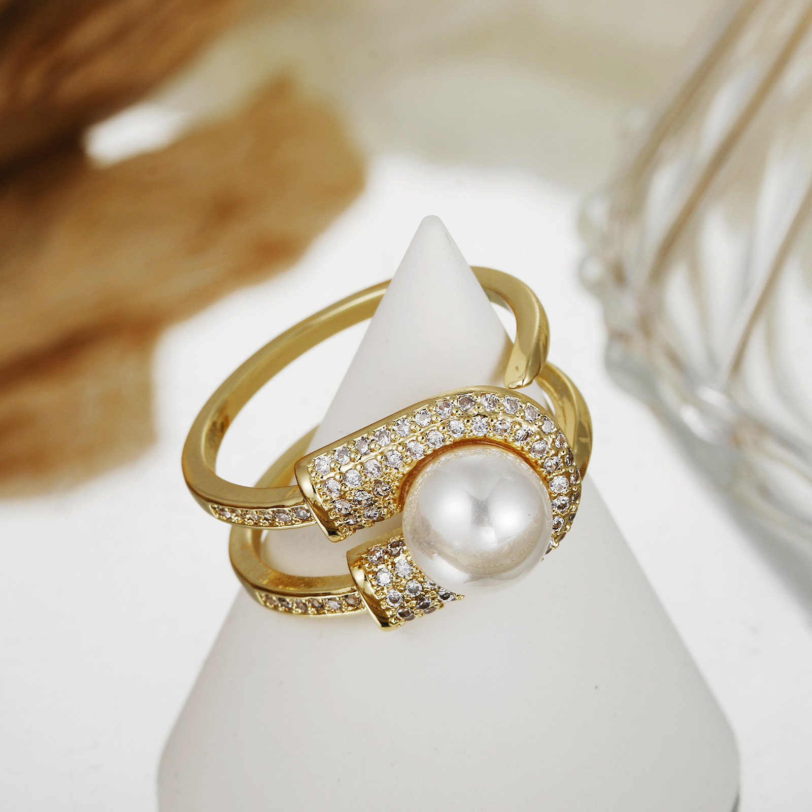 Simple Style U Shape Copper Inlay Zircon Open Ring 1 Piece