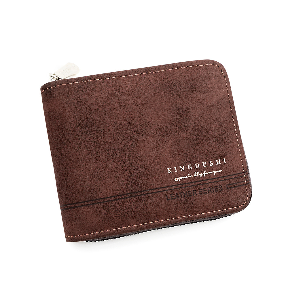 Cartera corta para hombre esmerilada retro europea y americana, bisagra de cadena, monedero triple, posición de tarjeta múltiple, billetera para hombre al por mayor