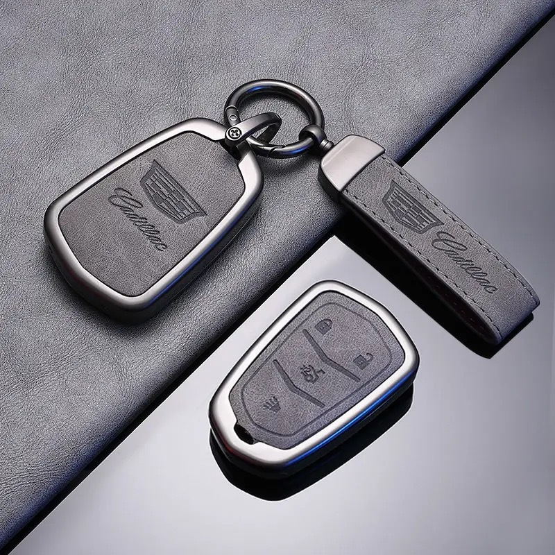 A4 키 고급 그레이 [아연 합금 프레임] + 자동차 로고 가죽 로프