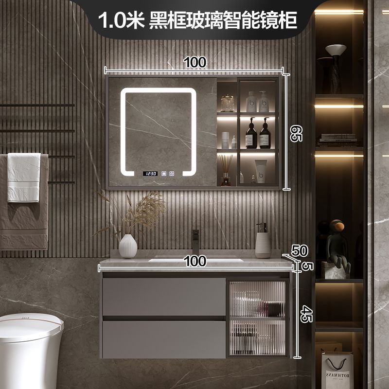 Placa de roca sin fisuras cuenca integrada inteligente gabinete de baño combinación de baño tabla de lavado lavabo